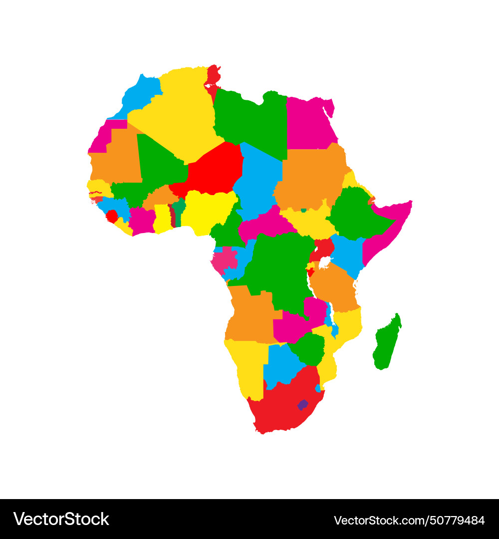 Africa map icon with borders between countries vector image