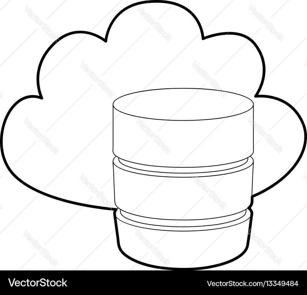 Big cloud database icon outline style Vector Image