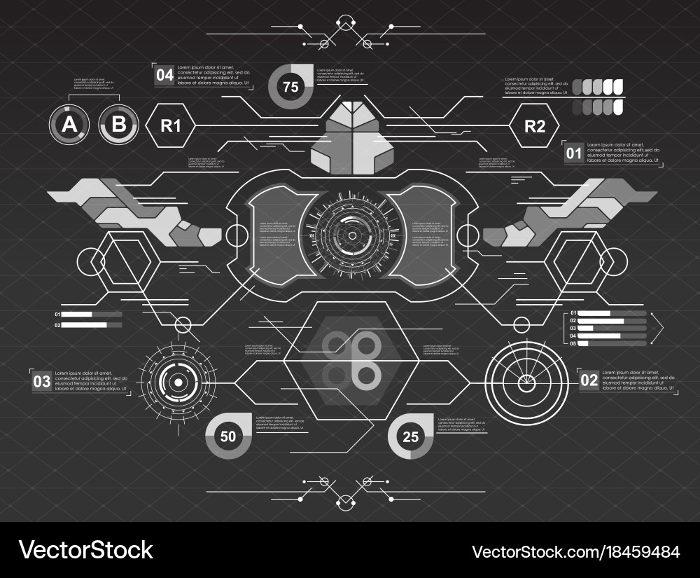 Head-Up Display Elements vector image