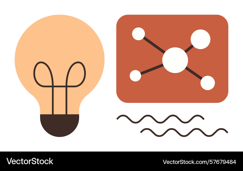 Lightbulb and network diagram representing ideas Lightbulb and network diagram representing ideas Vector Image