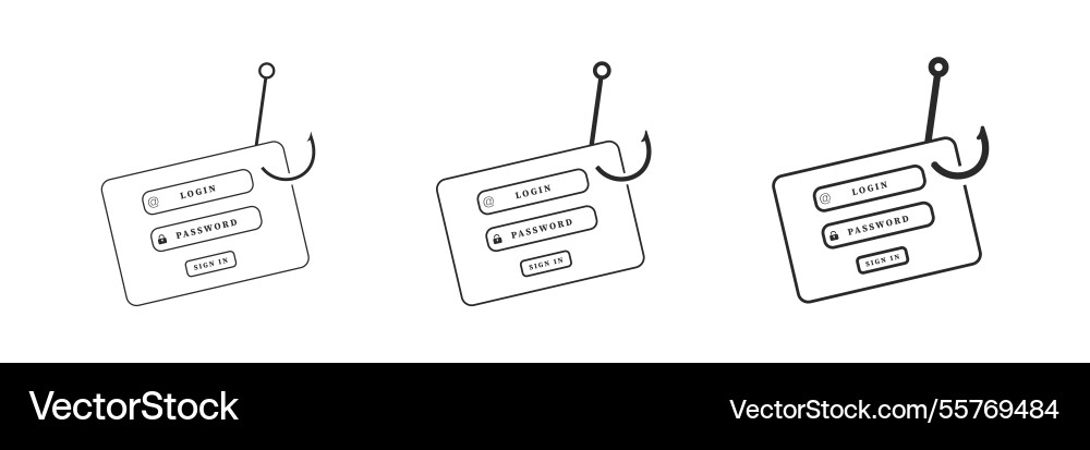 Phishing concept with hooked login and password Vector Image