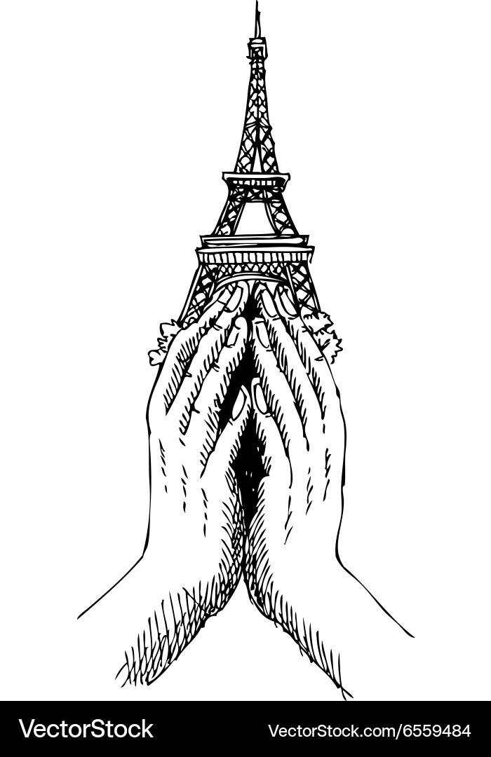 Pray for Paris - Eiffel Tower Vector Image
