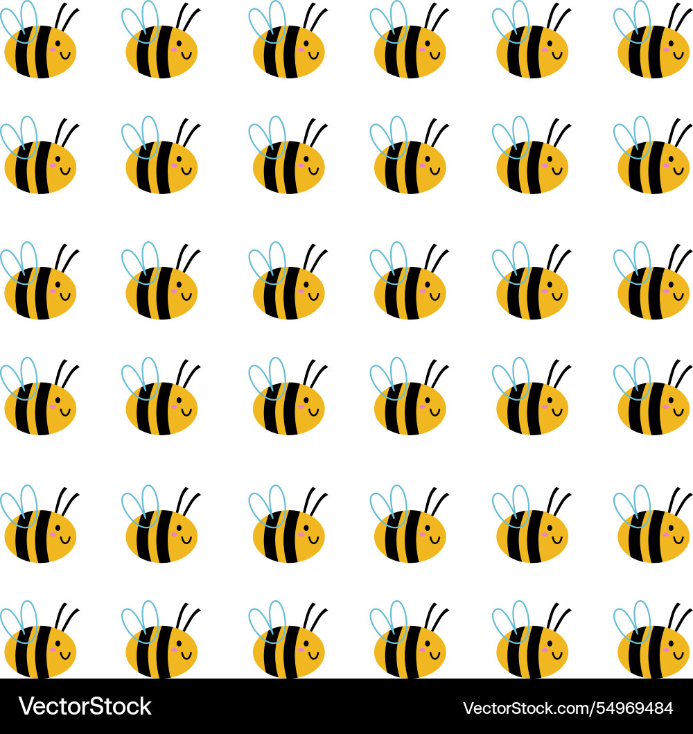 Retro spring bees design pattern texture Vector Image