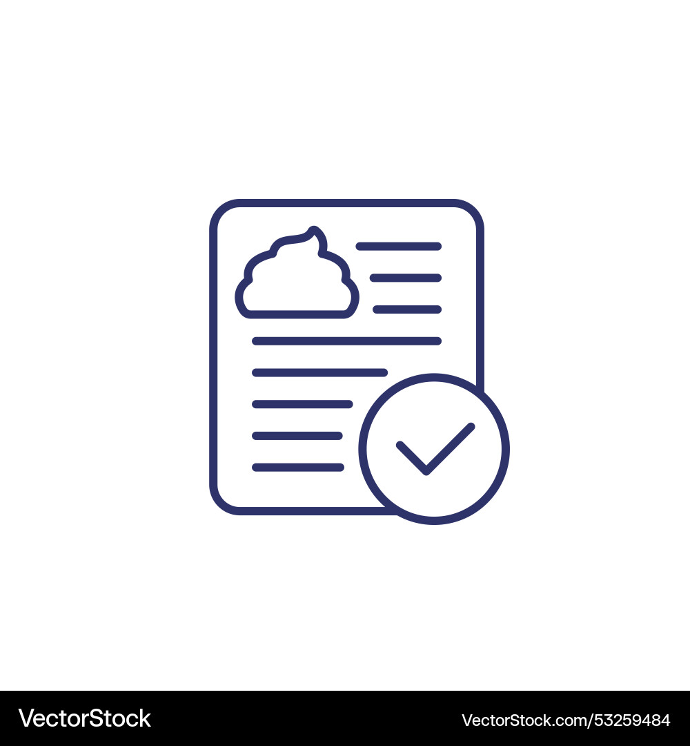 Stool test line icon with a check mark Vector Image
