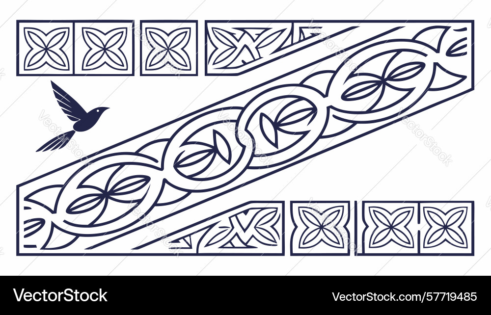 Celtic bird pattern border intricate symbolic vector image