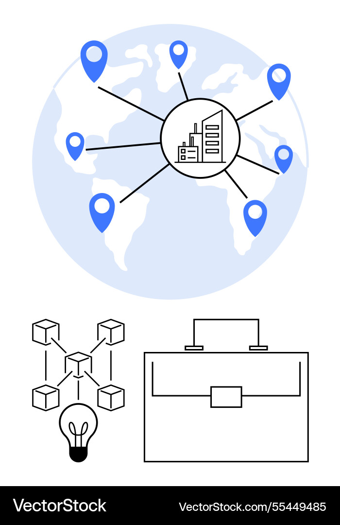 Global business network with world map location Global business network with world map location vector image