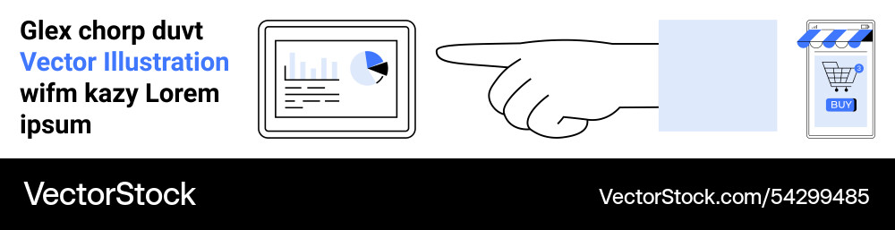 Hand pointing at data chart on tablet Hand pointing at data chart on tablet vector image