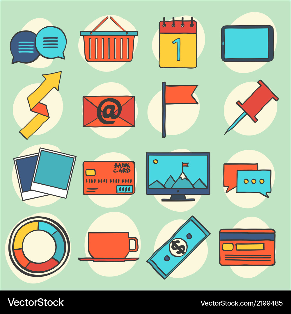 Modern flat icons collection web design objects vector image