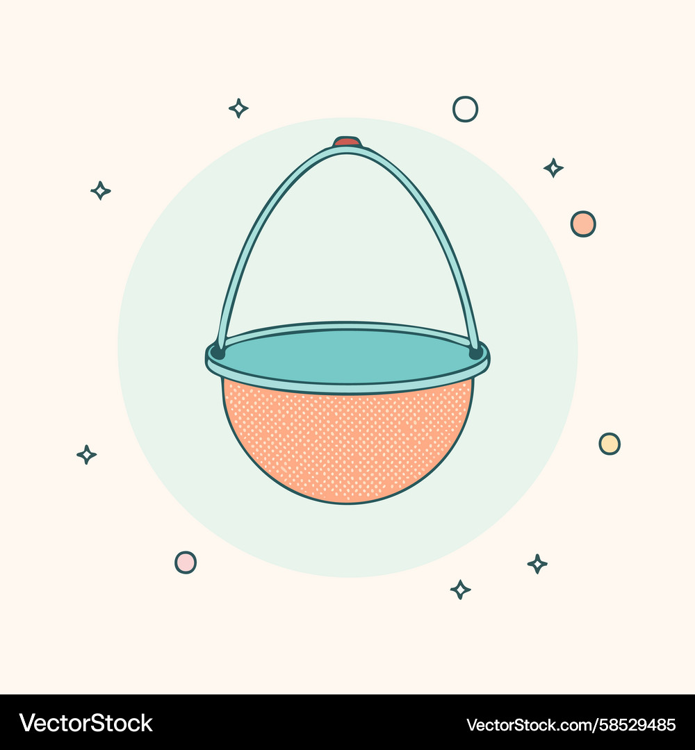 Retro Cauldron with Halftone Texture Vector Image