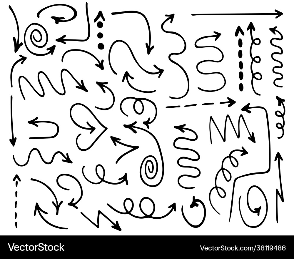 Arrow Doodle Set - White Background Vector Image