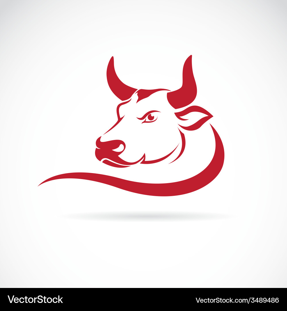 Bull Head Icon - Strong Horned Animal Vector Image