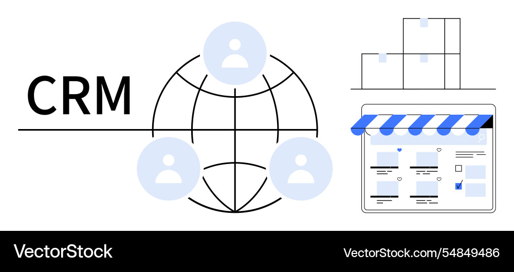 Crm integration with global network and e-commerce Crm integration with global network and e-commerce vector image