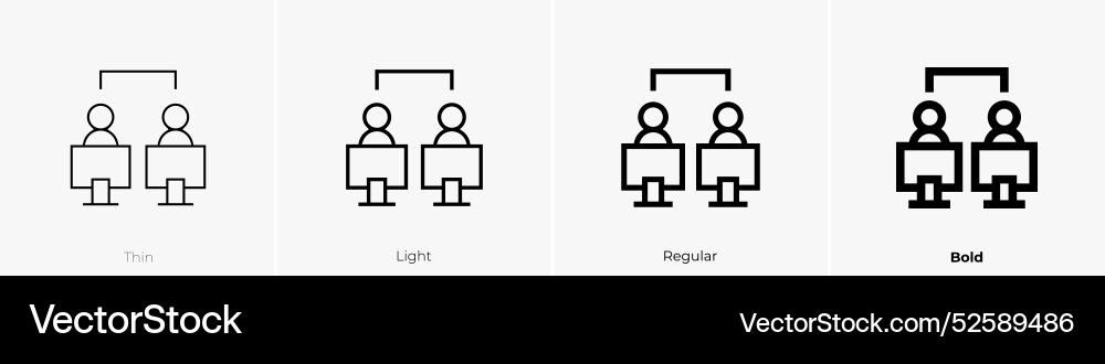 Multiplayer icon thin light regular and bold Multiplayer icon thin light regular and bold vector image