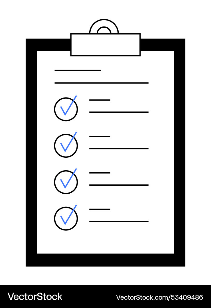 Organized checklist on clipboard sheet for task Organized checklist on clipboard sheet for task vector image