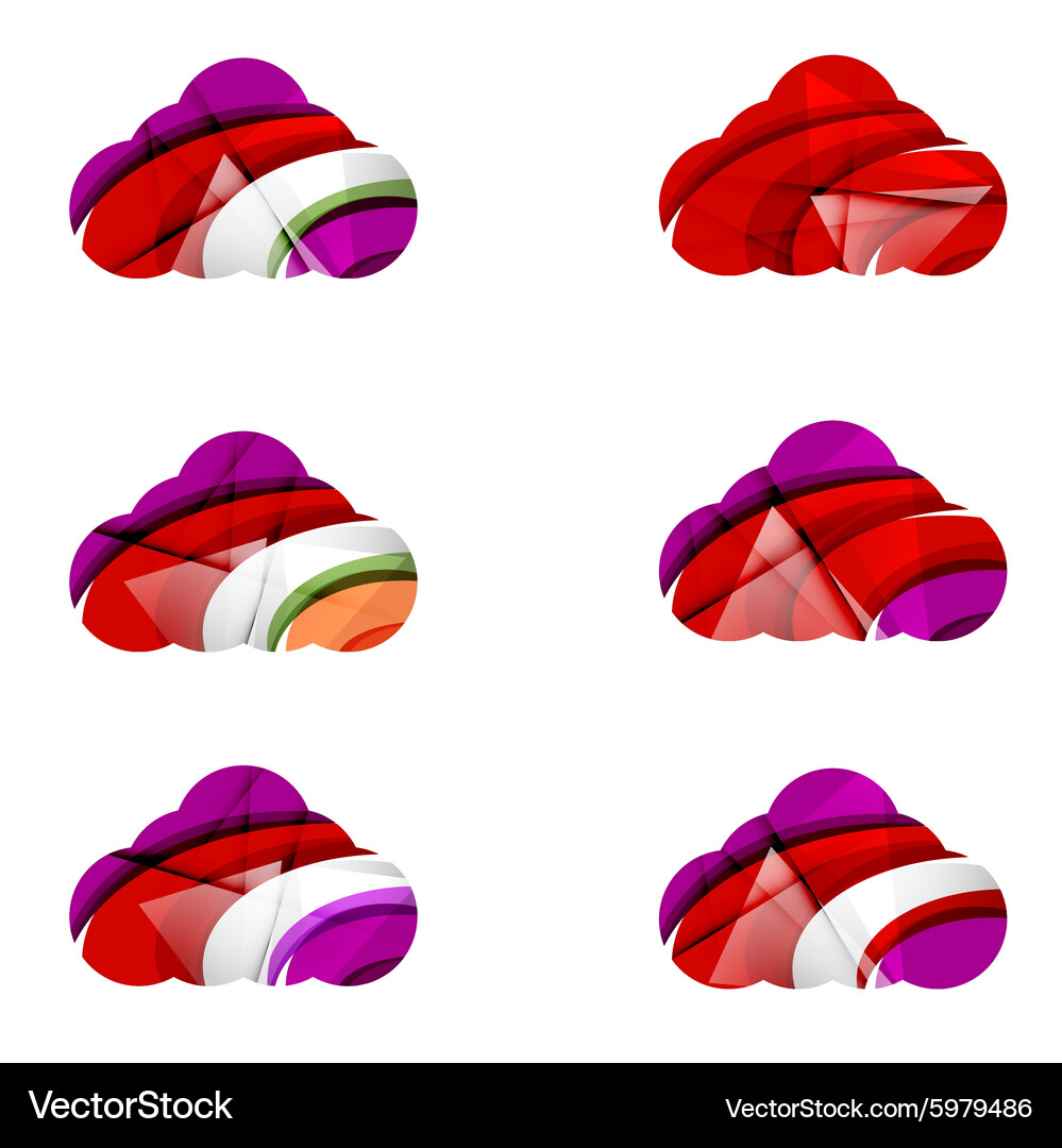 Set of abstract cloud computing icons business Vector Image
