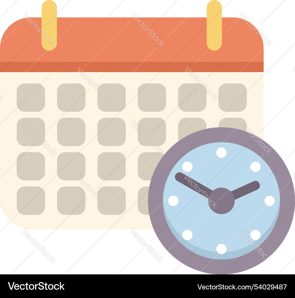 Calendar showing month with clock time Calendar showing month with clock time vector image