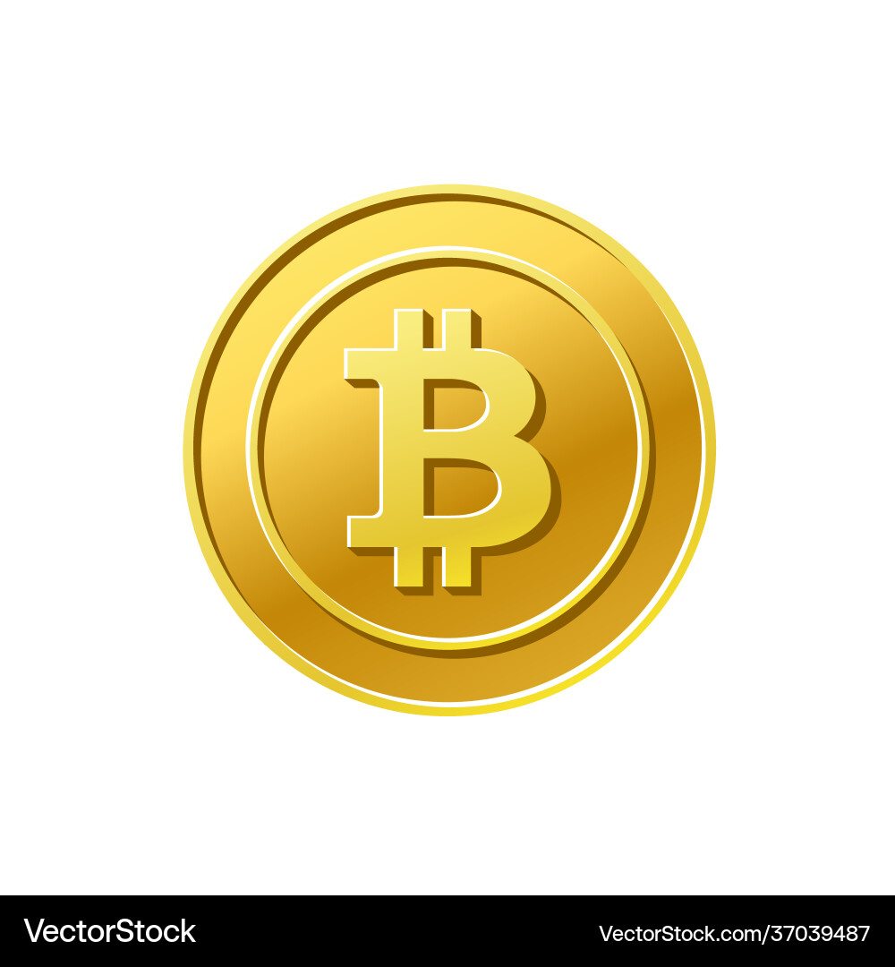 Gold bitcoin coin money isolated on white Gold bitcoin coin money isolated on white vector image