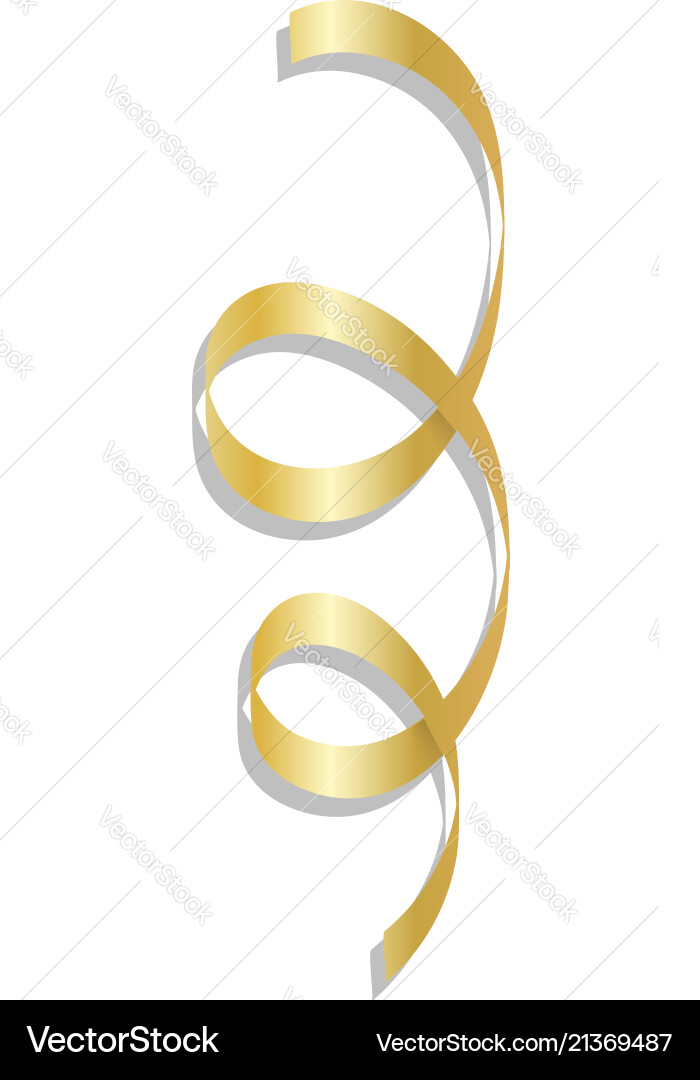 Golden curl ribbon mockup realistic style Vector Image