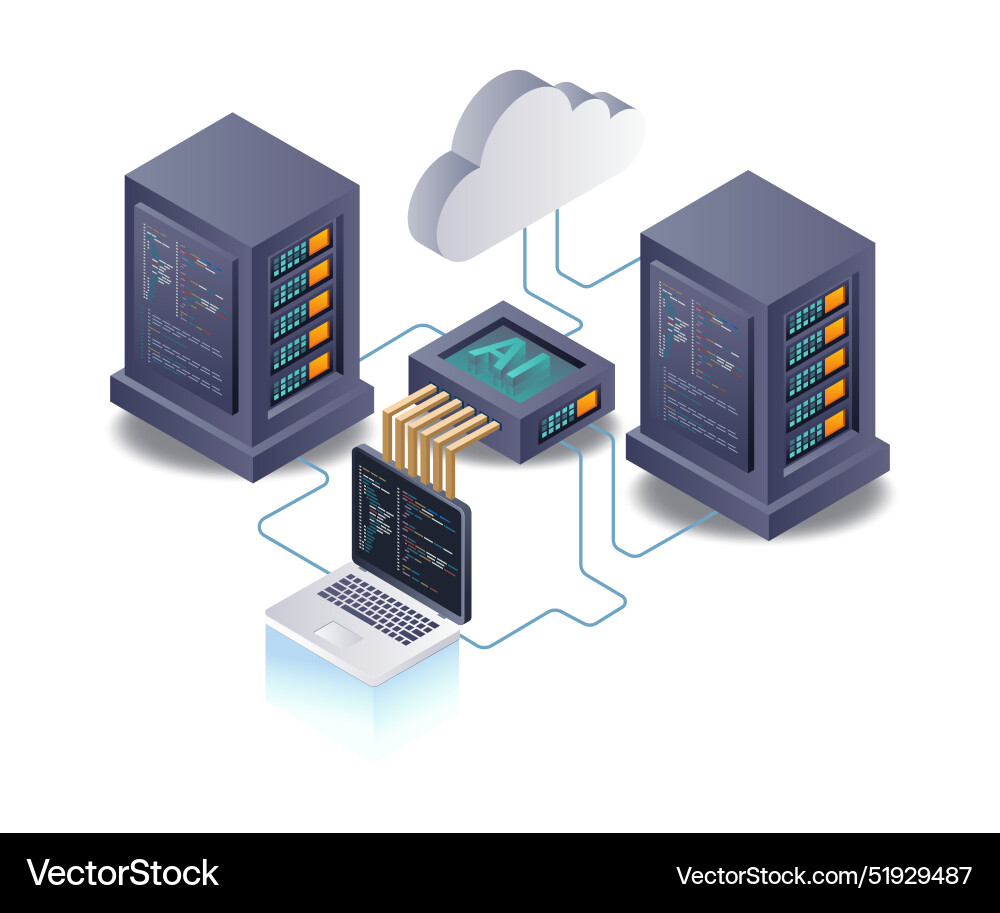 Implementing ai technology for enhanced cloud Vector Image