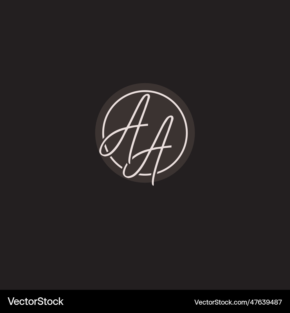 Initials aa logo monogram with simple circle line vector image
