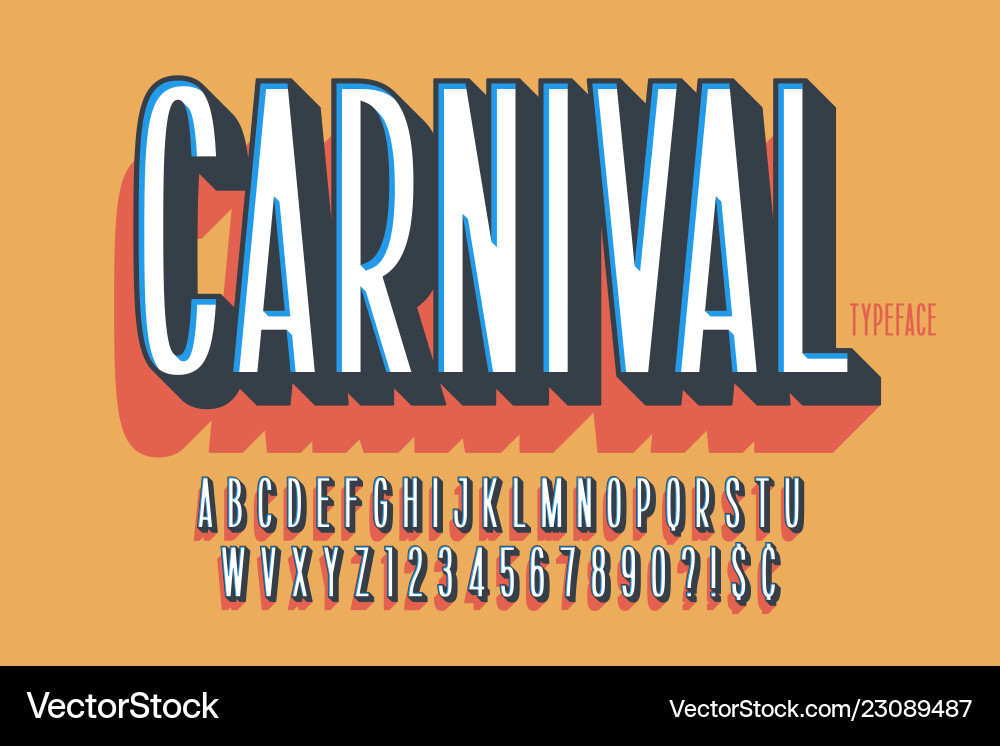 Retro 3d display font design alphabet letters Retro 3d display font design alphabet letters vector image