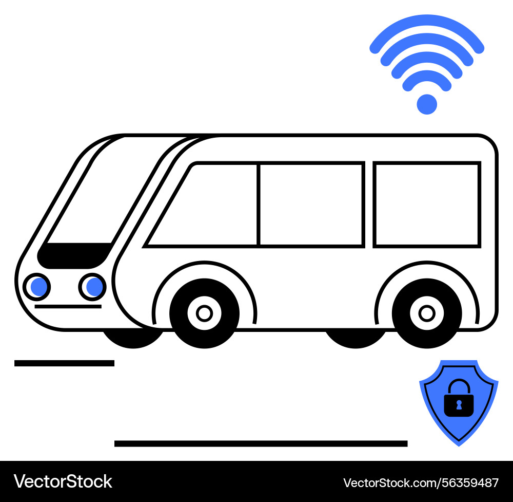 Smart bus with wireless connectivity and security Smart bus with wireless connectivity and security vector image