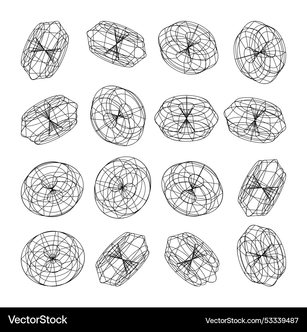 Wireframe lined shapes perspective mesh 3d grid Wireframe lined shapes perspective mesh 3d grid Vector Image