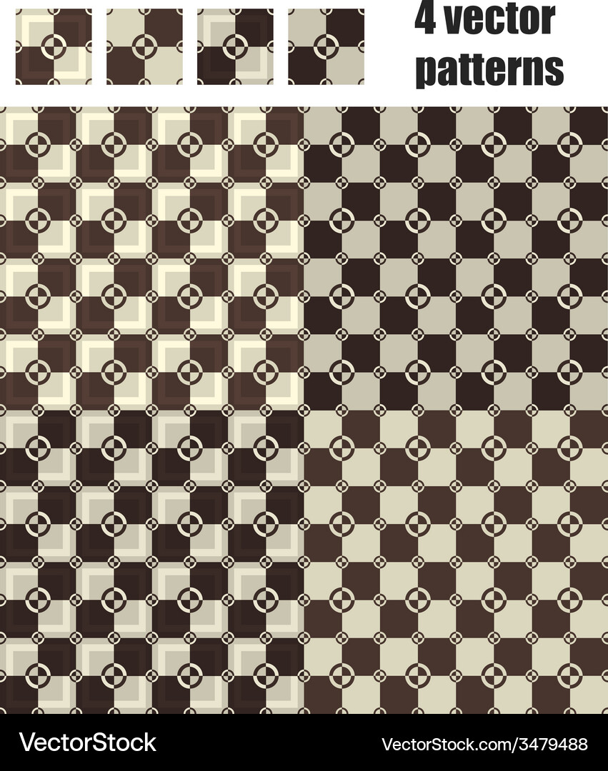3d square and circle pattern 4x1 brown Vector Image