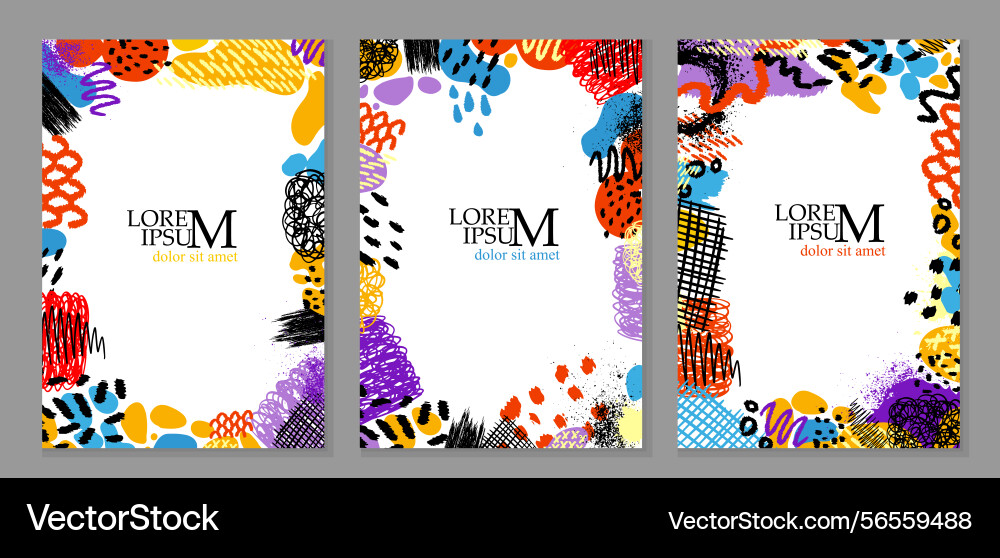 Background set frames multicolored with blots Background set frames multicolored with blots Vector Image