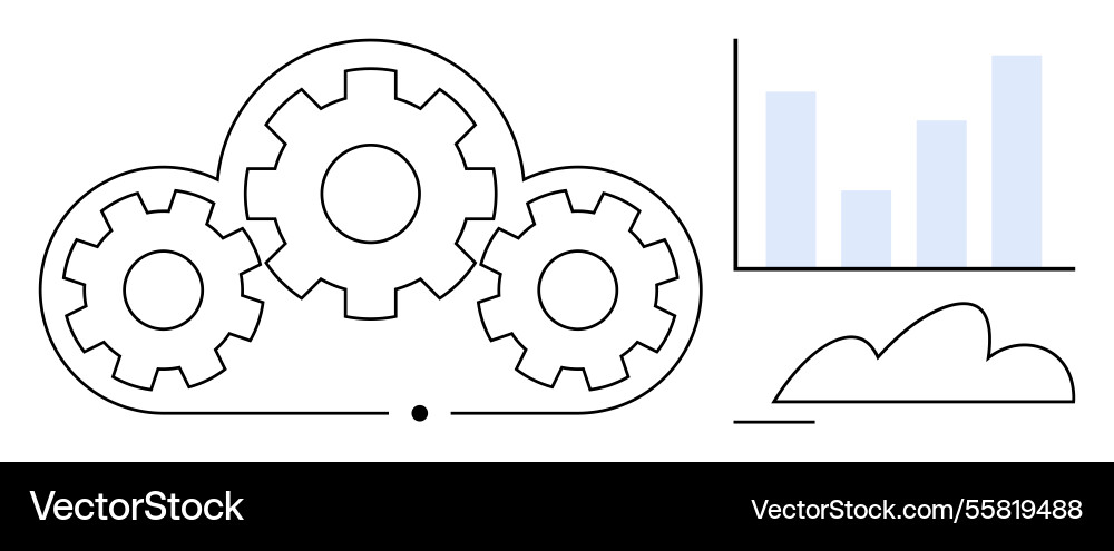 Cloud computing with gear mechanism and data vector image