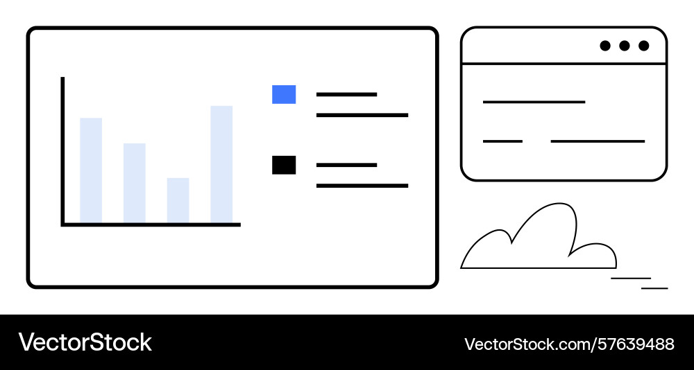 Data dashboard with bar chart task list Vector Image
