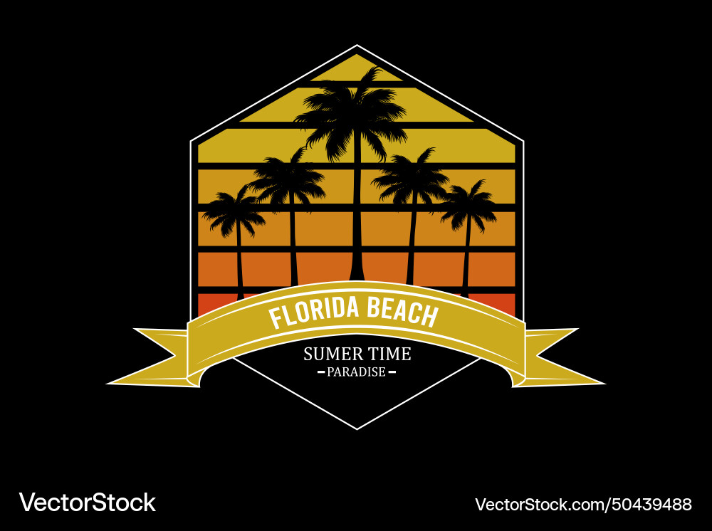 Florida Strand Retro Vintage Landschaft Design Florida Strand Retro Vintage Landschaft Design vektorbild