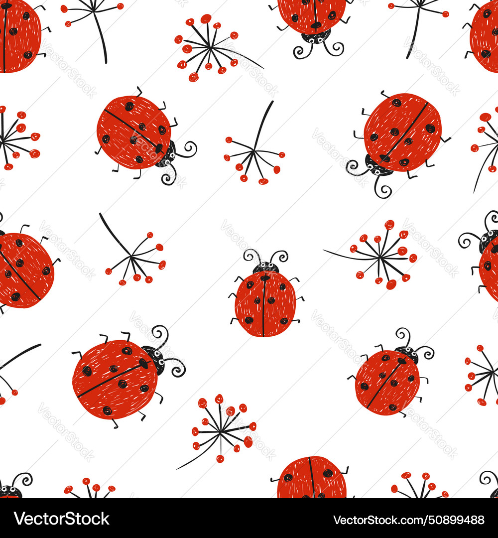 Ladybugs seamless pattern background Royalty Free Vector