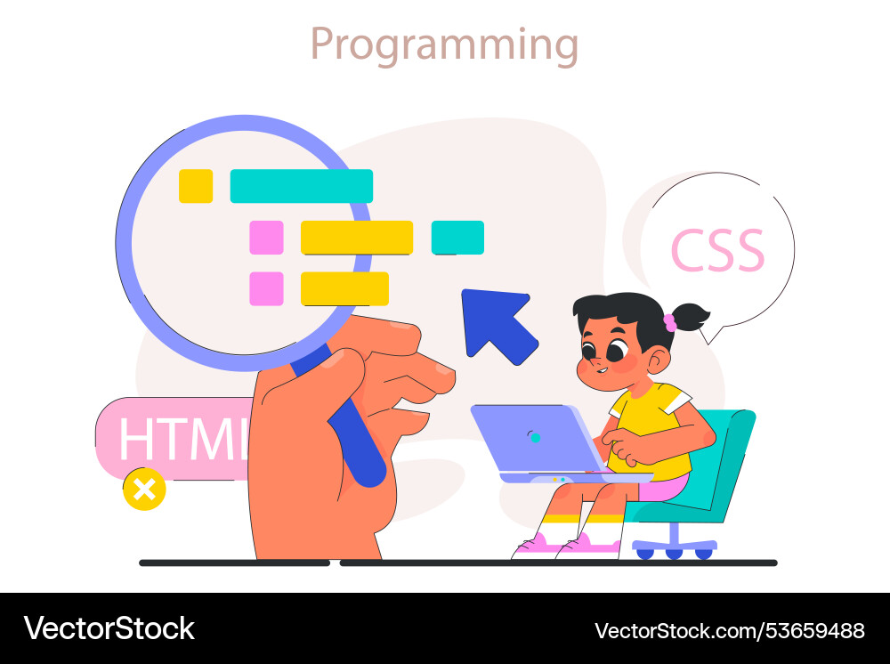 Little girl do programming computer science ai Little girl do programming computer science ai vector image