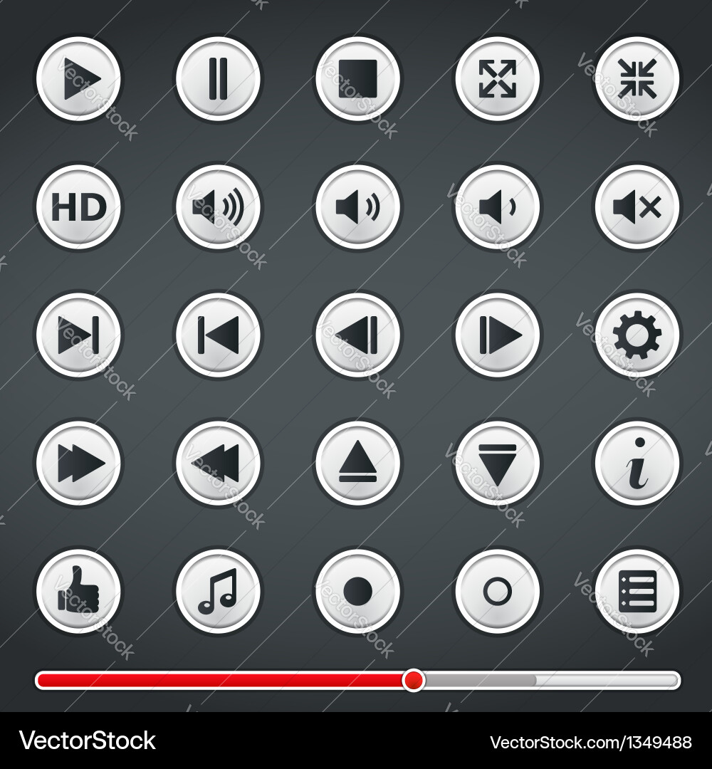 Media Player Buttons with Progress Bar vector image