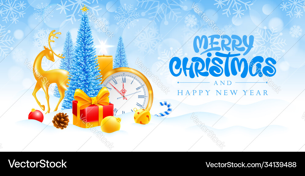 Merry christmas and happy new year greeting Merry christmas and happy new year greeting vector image