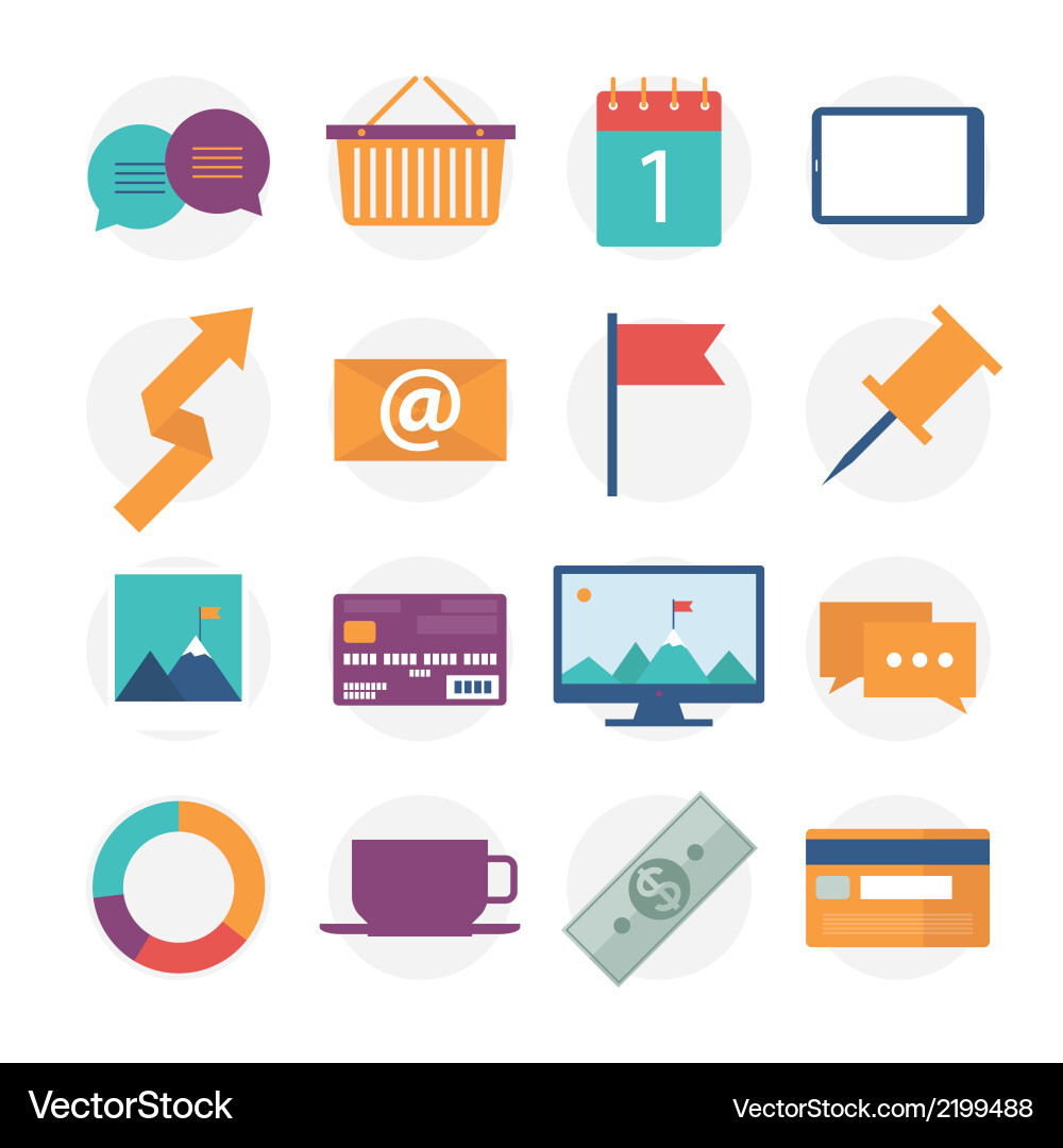 Modern flat icons collection web design objects vector image