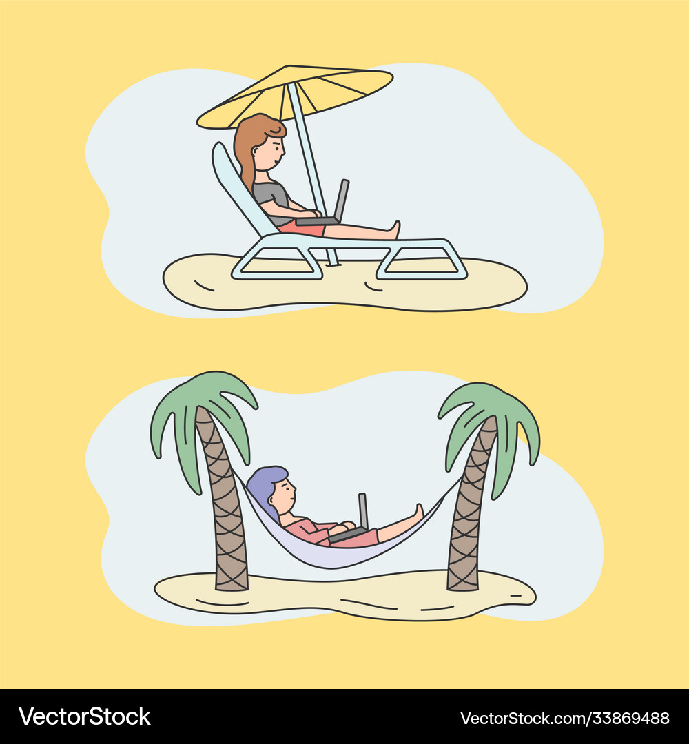 Summer vacation work from anywhere wireless – Royalty-Free Vector |  VectorStock, image size:1000x1080