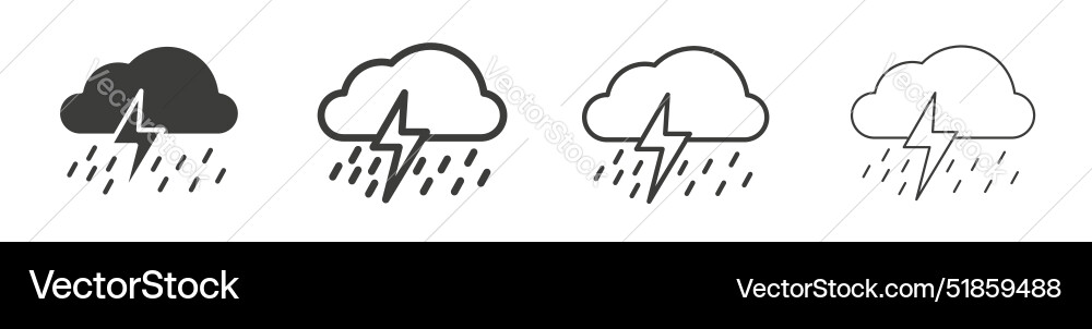Thunderstorm icon set lightning thunder Royalty Free Vector