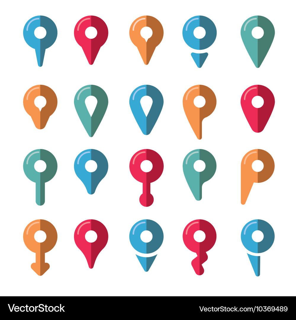 Bunte Kartenzeiger-Symbole Set Vektorbild