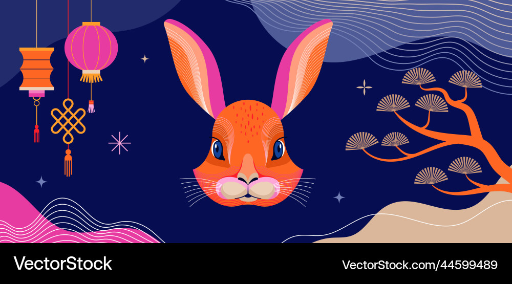 Chinese new year 2023 of the rabbit - blue Chinese new year 2023 of the rabbit - blue vector image