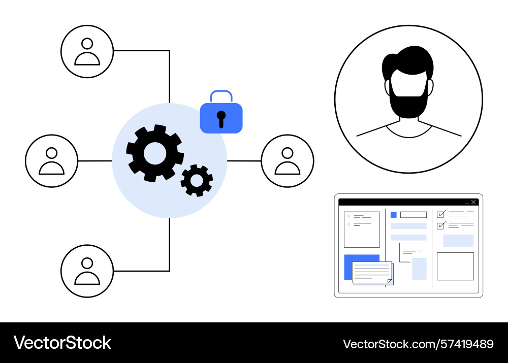 Data security and user management linked Data security and user management linked vector image