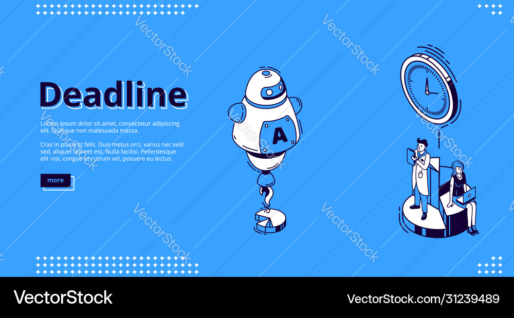 Deadline isometric landing page with ai robot Deadline isometric landing page with ai robot vector image
