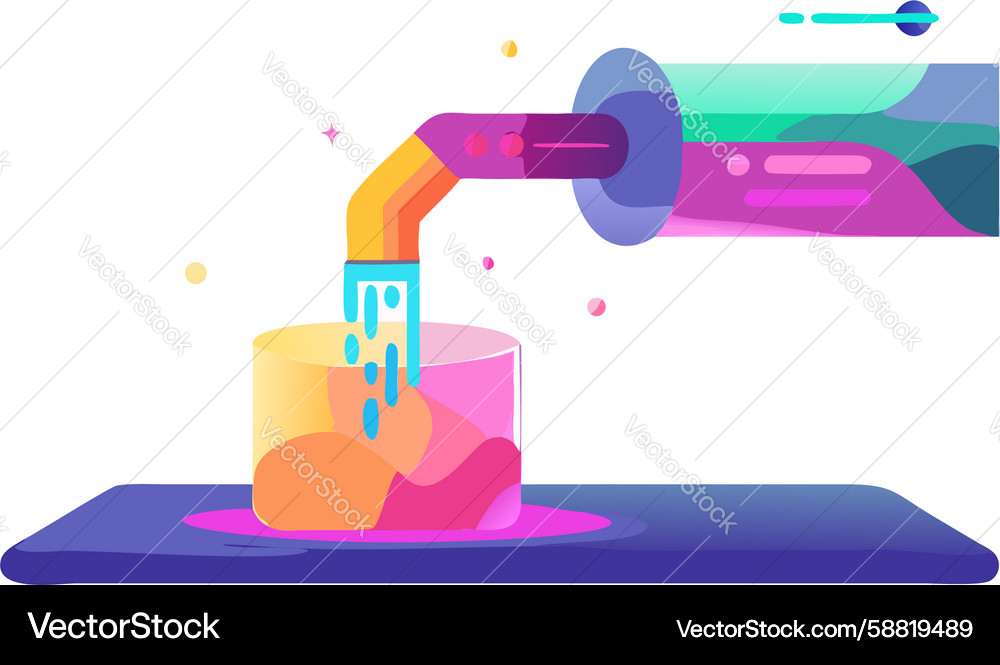 Filling container with liquid from a bottle Vector Image