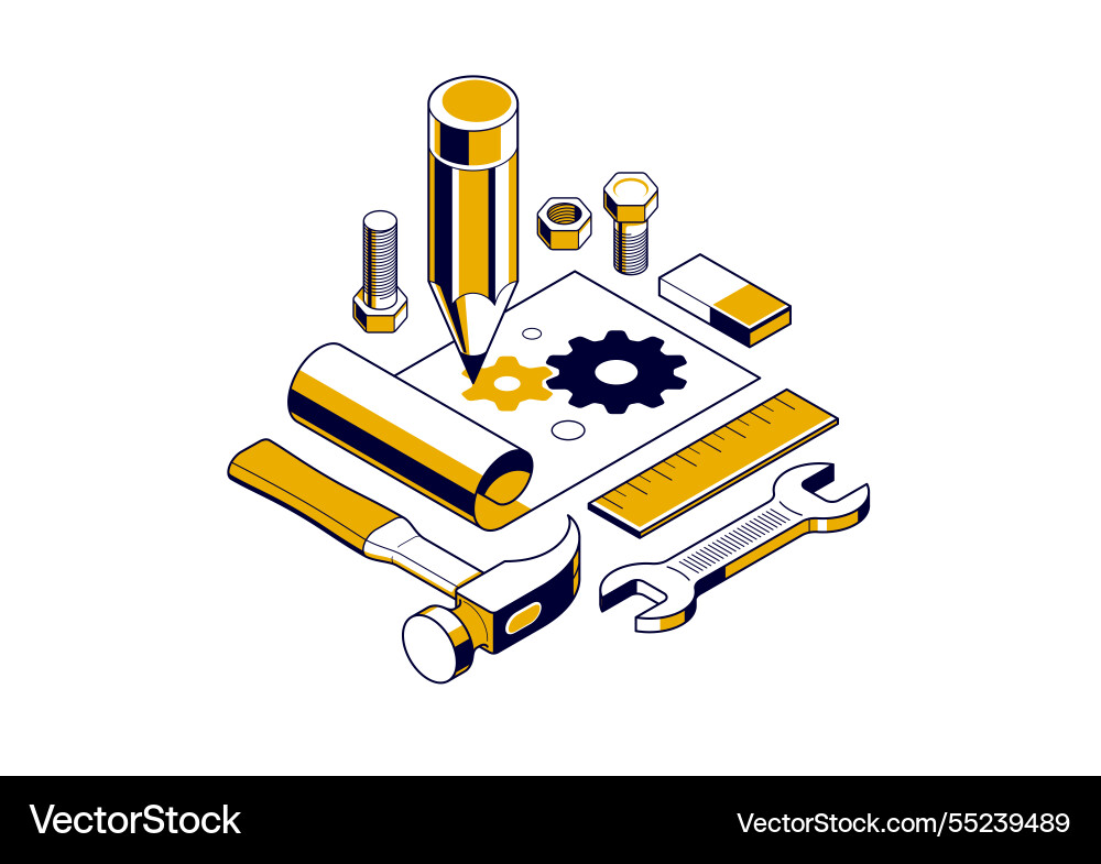 Mechanical engineering project in embodiment Mechanical engineering project in embodiment vector image