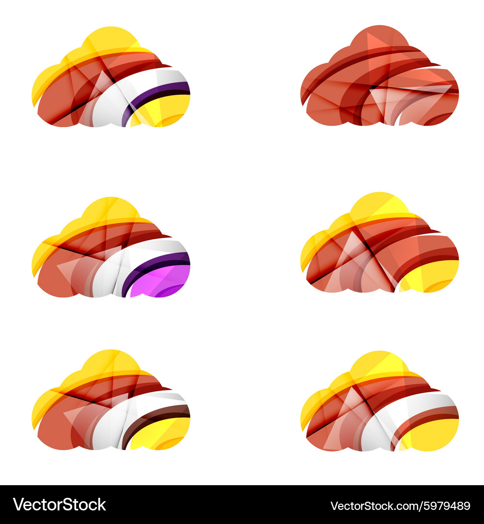 Set of abstract cloud computing icons business Vector Image