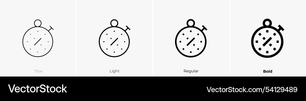 Timer icon thin light regular and bold style Timer icon thin light regular and bold style Vector Image