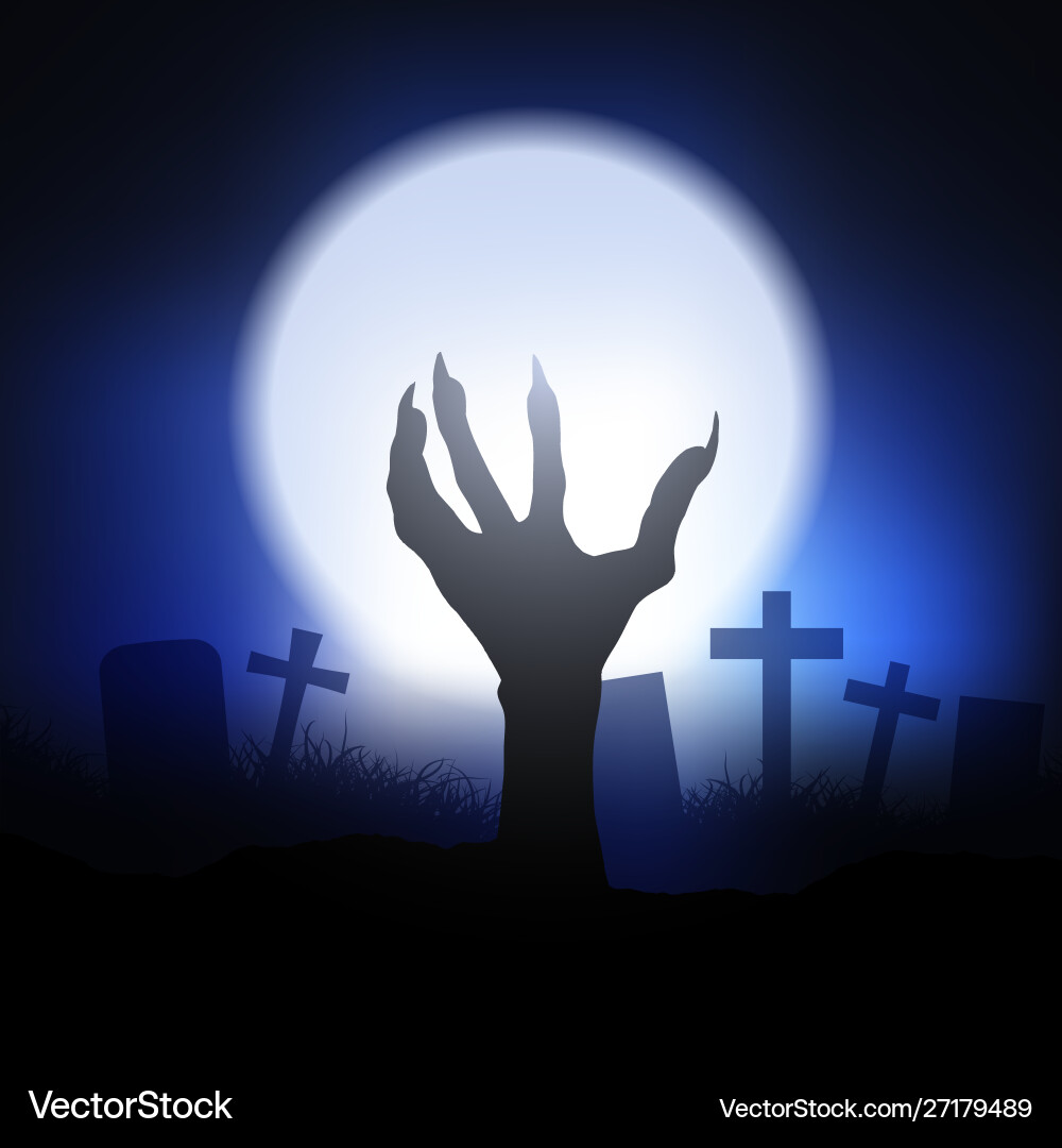Zombie Hand Halloween Background vector image