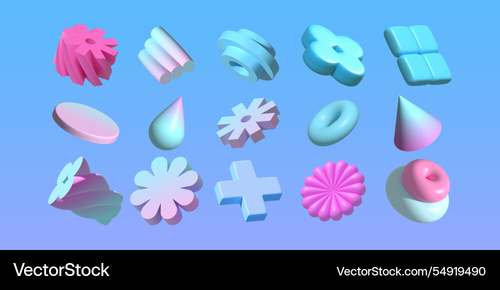 3d elements set in realistic style vector image