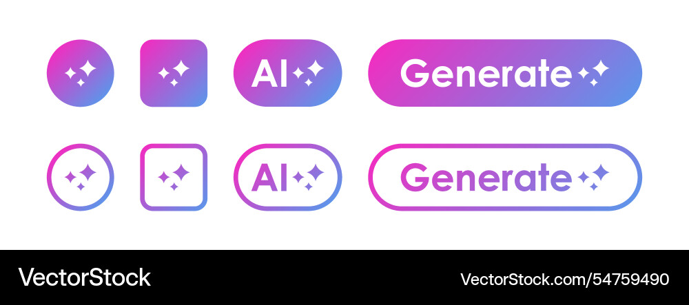 AI Button Set - Generative UI vector image